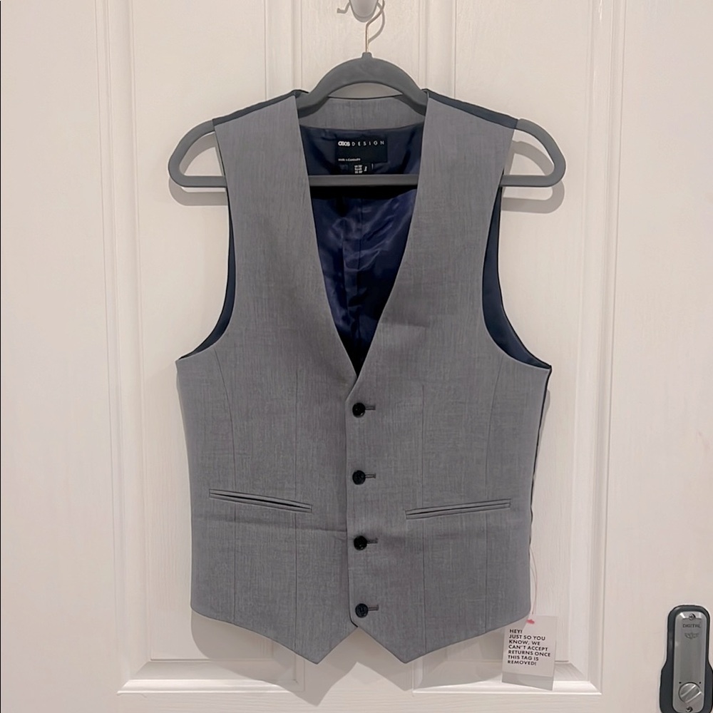 🤎ASOS DESIGN slim fit suit vest with wool in charcoal - Picture 6 of 9